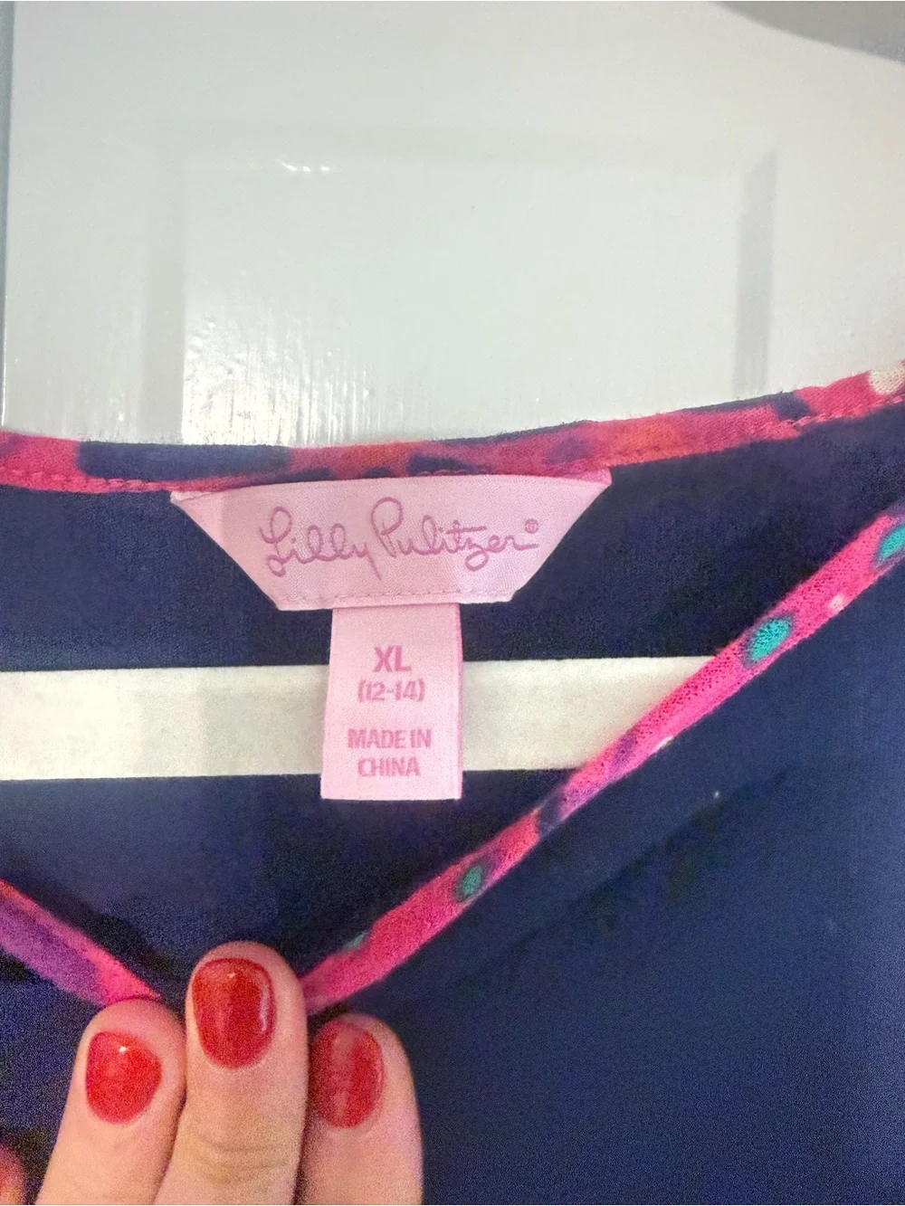 Lilly Pulitzer Navy with Bright Pink Patterned Bottom Girls Dress